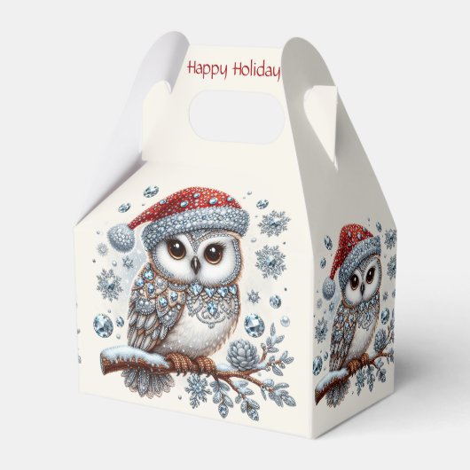 Christmas Owl Holiday Gift Box Bedankdoosjes (Voorkant Zijde)
