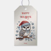 Christmas Owl Holiday Gift Label Cadeaulabel (Voorkant)
