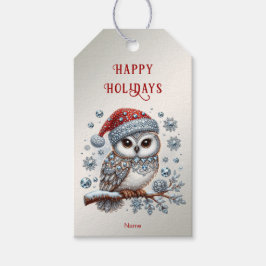 Christmas Owl Holiday Gift Label Cadeaulabel