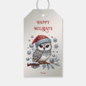 Christmas Owl Holiday Gift Label Cadeaulabel (Achterkant)