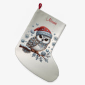 Christmas Owl Holiday Stocking Grote Kerstsok (Voorkant (Hangend))