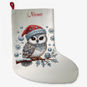 Christmas Owl Holiday Stocking Grote Kerstsok (Voorkant)