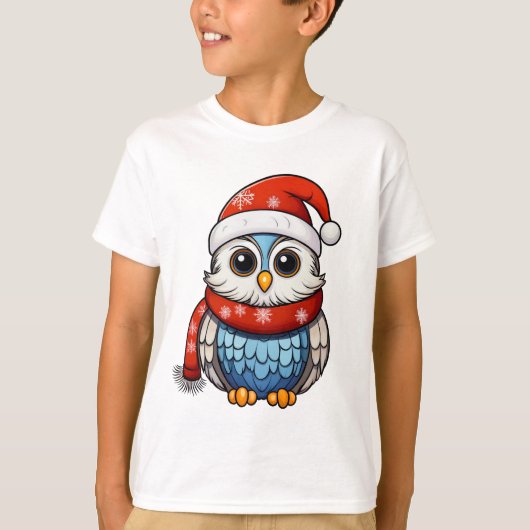 Christmas Owl – Holiday T-Shirt for Kids and Teens (Voorkant)