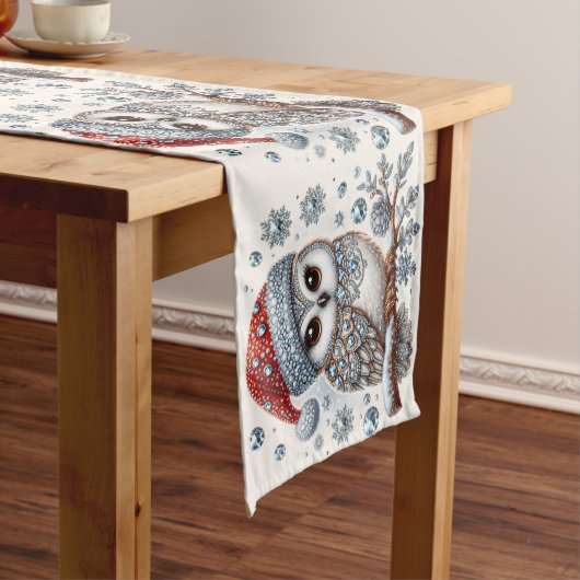 Christmas Owl Holiday Table Runner Medium Tafelloper (Voorbeeld)