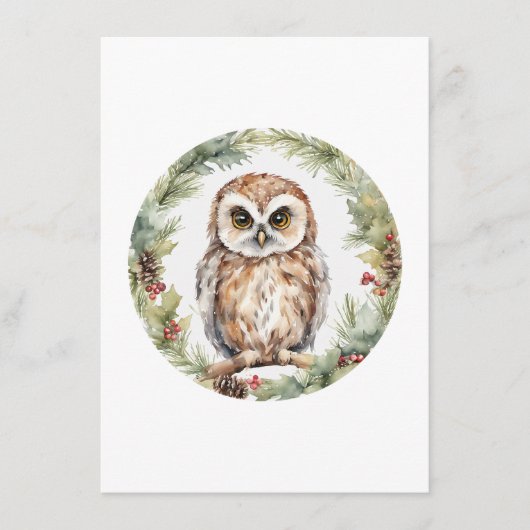 christmas owl illustration owl wall art holiday  advieskaart (Voorkant)