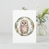 christmas owl illustration owl wall art holiday  advieskaart (Staand voorkant)