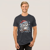Christmas Owl Mannen-T-shirt Tri-Blend Shirt (Voorkant volledig)