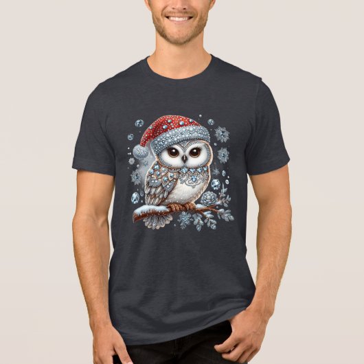 Christmas Owl Mannen-T-shirt Tri-Blend Shirt (Voorkant)