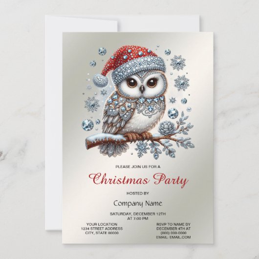 Christmas Owl Party Uitnodiging (Voorkant)