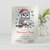 Christmas Owl Party Uitnodiging (Staand voorkant)