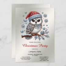 Christmas Owl Party Uitnodiging