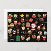 Christmas Owl Pattern Feestdagenkaart (Voorkant / Achterkant)