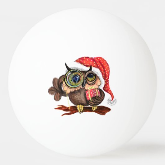Christmas Owl Ping Pong Ball (Voorkant)