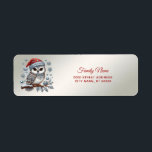 Christmas Owl Retouradres Etiket<br><div class="desc">Mooie kerst uil retour adreslabel</div>