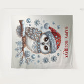 Christmas Owl Vakantie Achtergrond Wandkleed (Voorkant (horizontaal))