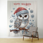 Christmas Owl Vakantie Achtergrond Wandkleed (In situ)