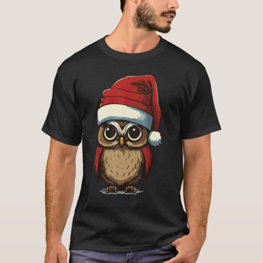 Christmas Owl with Christmas hat Owl Owner T-shirt (Voorkant)