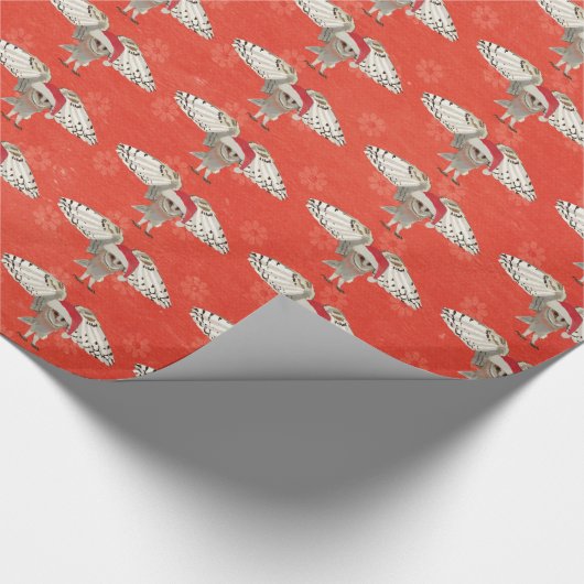 CHRISTMAS OWL Wrapping Paper Cadeaupapier (Hoek)