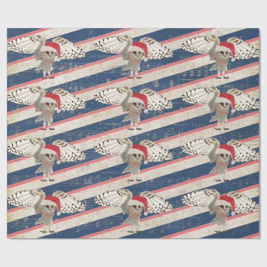 CHRISTMAS OWL Wrapping Paper Cadeaupapier (Vlak)