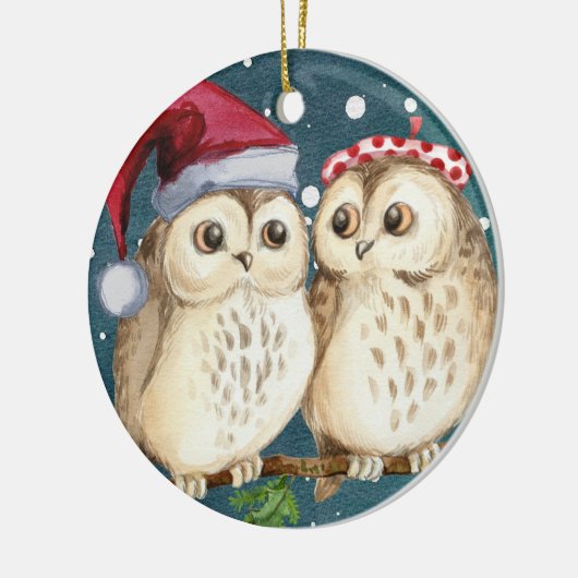Christmas owls Ceramic Ornament (Links)