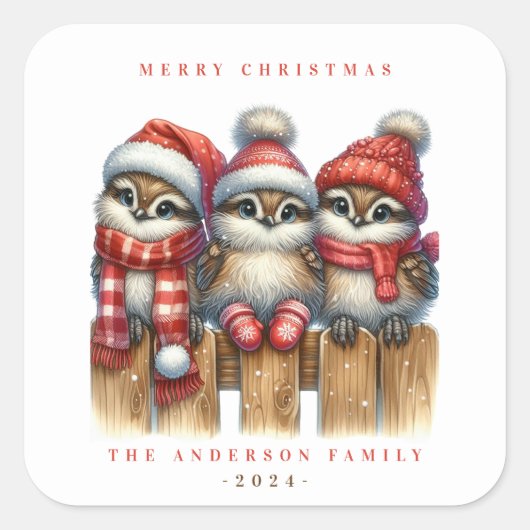 Christmas Owls Sticker (Voorkant)