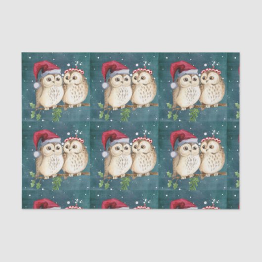 CHRISTMAS OWLS-weefselpapier Tissuepapier (Voorkant)