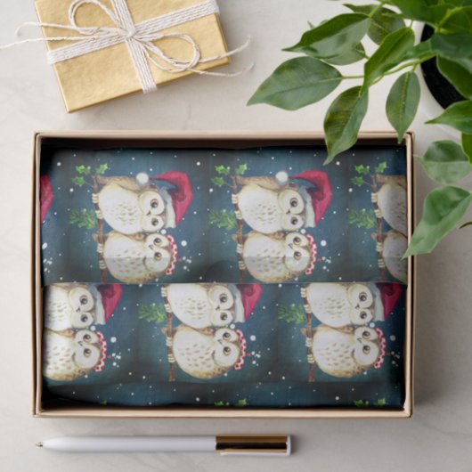 CHRISTMAS OWLS-weefselpapier Tissuepapier (Geschenk)