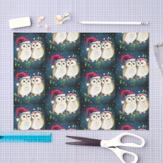 CHRISTMAS OWLS-weefselpapier Tissuepapier (Craft)