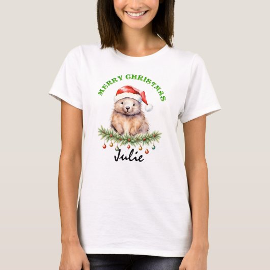 Christmas Oz Animals Wombat Matching Women's T-shirt (Voorkant)