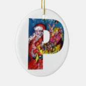 CHRISTMAS P BRIEF / SANTA MET GIFTS MONOGRAM KERAMISCH ORNAMENT (Rechts)
