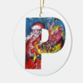 CHRISTMAS P BRIEF / SANTA MET GIFTS MONOGRAM KERAMISCH ORNAMENT (Links)