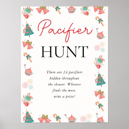 Christmas Pacifier Hunt Baby shower spel Poster (Voorkant)