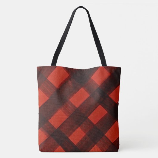 Christmas Painted Red Black Plaid Tartan Holiday Tote Bag (Achterkant)