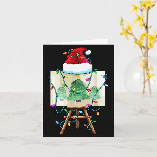 Christmas Painter Design _ Santa Xmas Paint Artist Kaart (Gele Bloem)