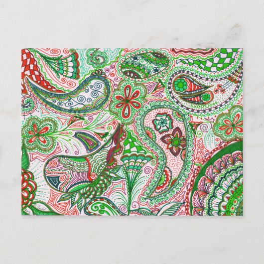 Christmas Paisley Post Card Feestdagenkaart (Voorkant)