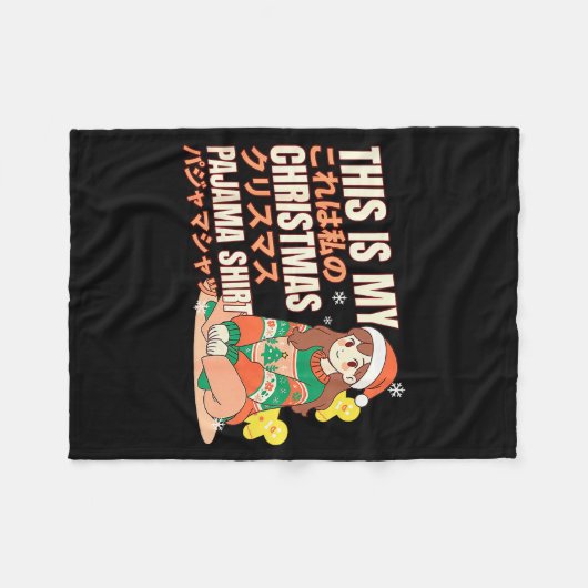 Christmas Pajama Anime Girl Japanese Manga Otaku  Fleece Deken (Voorkant (Horizontaal))