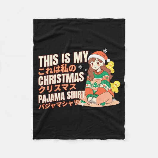 Christmas Pajama Anime Girl Japanese Manga Otaku  Fleece Deken (Voorkant)
