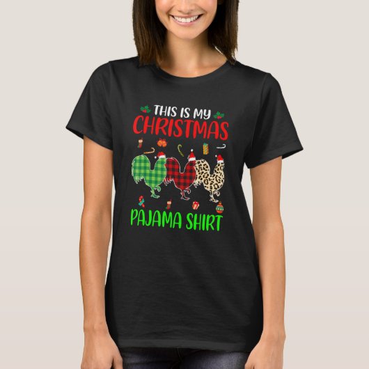 Christmas Pajama Chicken  Animals Xmas Tree Lights T-shirt (Voorkant)