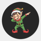 Christmas Pajama Dabbing Elf Kids Boys Girls Xmas  Ronde Sticker (Voorkant)
