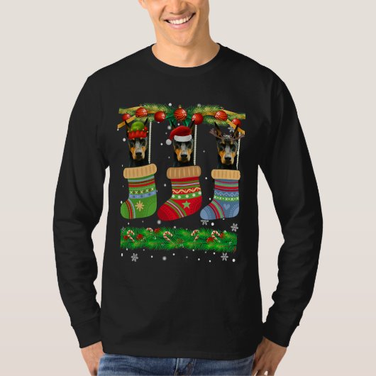 Christmas Pajama Doberman Dog Puppy T-shirt (Voorkant)
