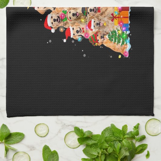 Christmas Pajama Golden Retriever Tree Xmas Gift D Theedoek (Gevouwen)