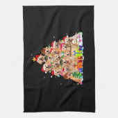 Christmas Pajama Golden Retriever Tree Xmas Gift D Theedoek (Verticaal)