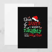 Christmas Pajama I Wasn't Naughty Dear Santa Fake Kaart (Voorkant / Achterkant)