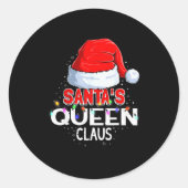 Christmas Pajama Santa's Queen Claus Matching  Ronde Sticker (Voorkant)