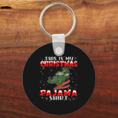 Christmas Pajama Shirt Funny Xmas Skiing Gift For  Sleutelhanger (Voorkant)