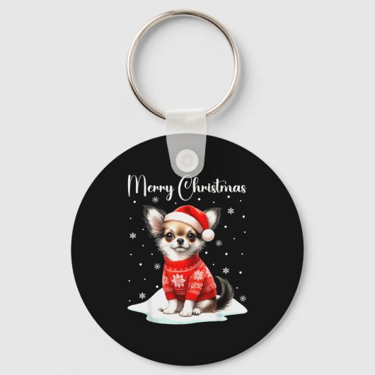 Christmas Pajamas Chihuahua Christmas Outfit Chihu Sleutelhanger (Voorkant)
