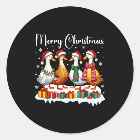 Christmas Pajamas Goose Duck Christmas Outfit Goos Ronde Sticker (Voorkant)