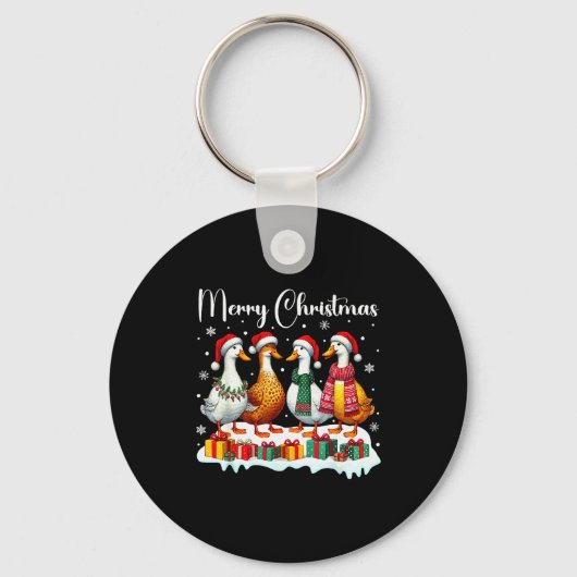 Christmas Pajamas Goose Duck Christmas Outfit Goos Sleutelhanger (Voorkant)