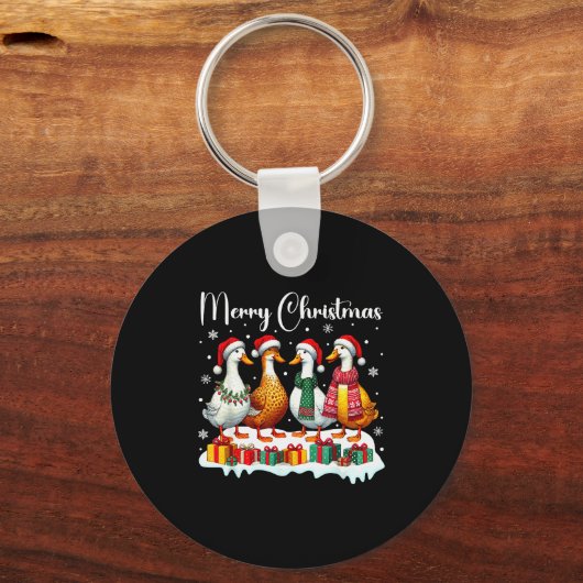 Christmas Pajamas Goose Duck Christmas Outfit Goos Sleutelhanger (Voorkant)