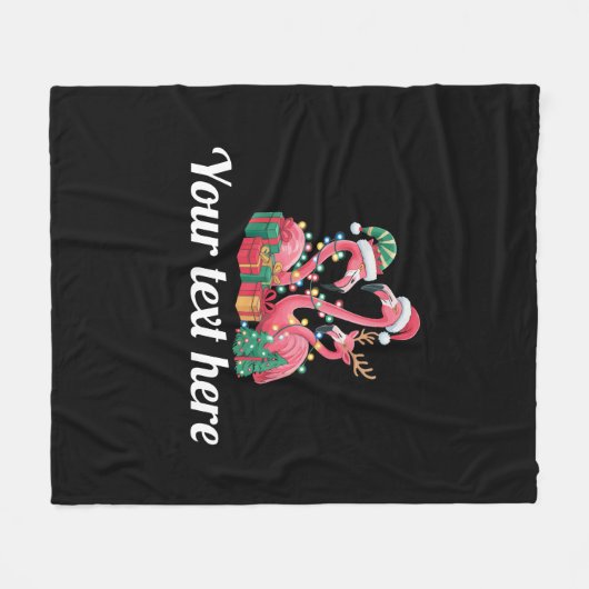 Christmas Palm Flamingo Personalized Xmas Lights  Fleece Deken (Voorkant (Horizontaal))